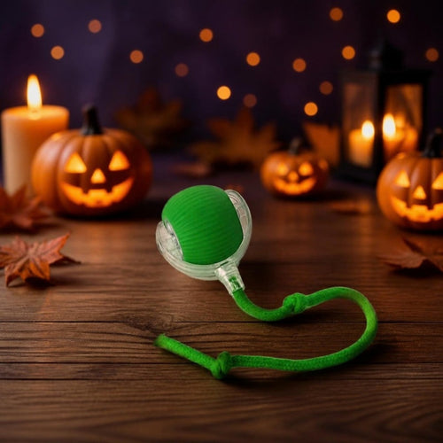 Bola interactiva de silicona con fondo de Halloween