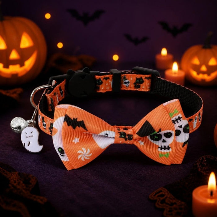 Collar de Halloween para Gatos con Lazo y Cascabel