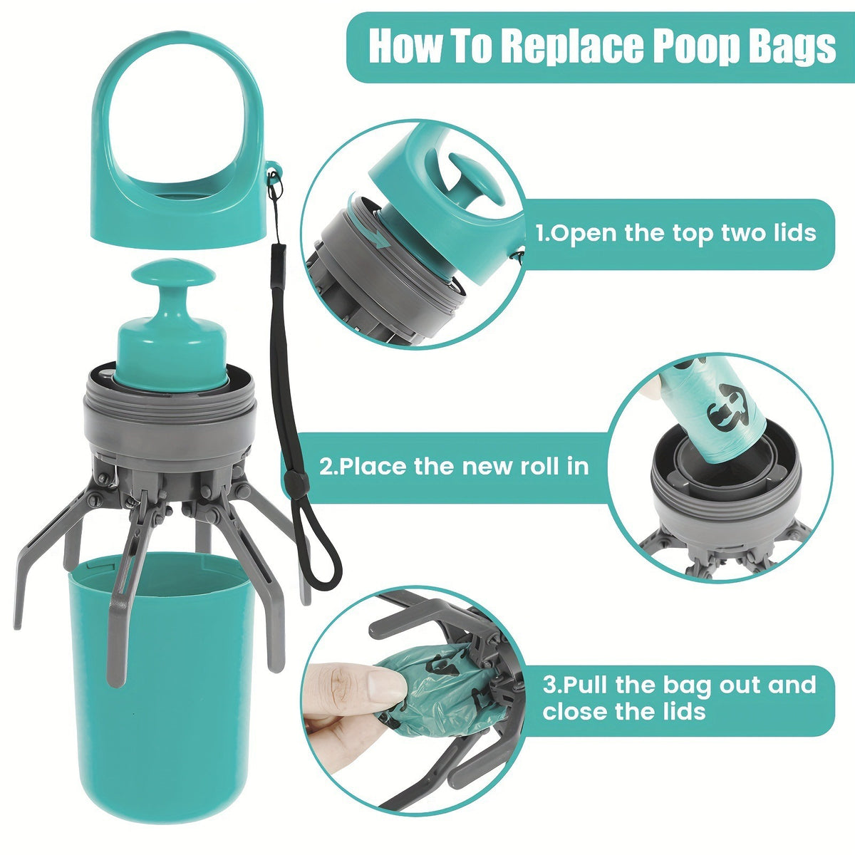 Recogedor Portátil para Excrementos de Perro – Pinza Higiénica con Bolsas para Residuos