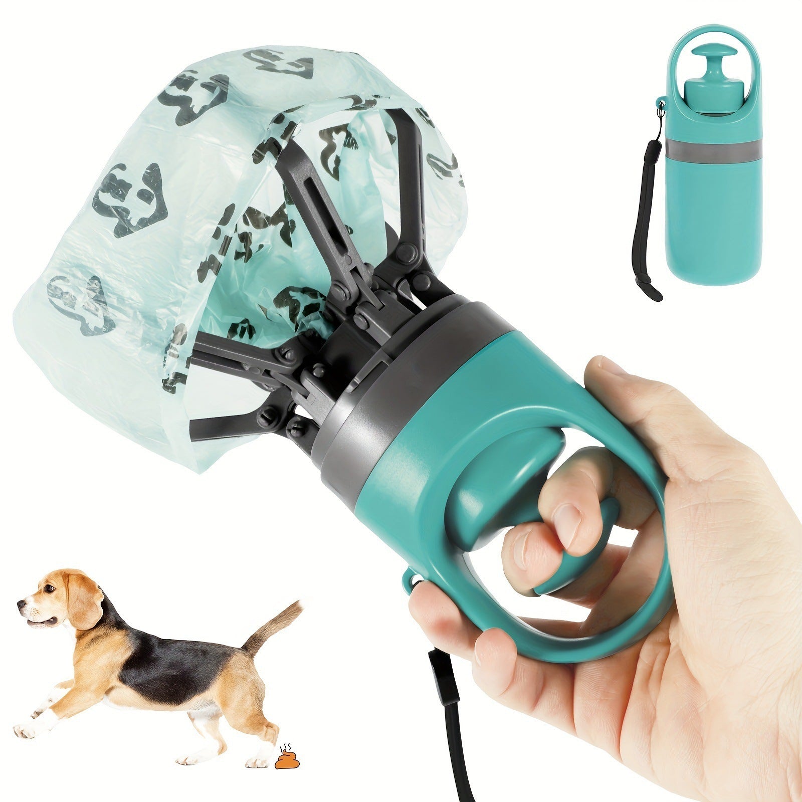 Recogedor Portátil para Excrementos de Perro – Pinza Higiénica con Bolsas para Residuos